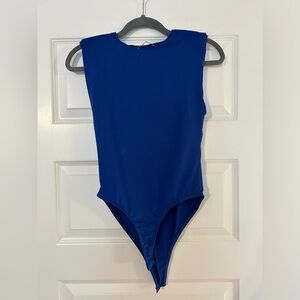Zara sleeveless royal blue bodysuit with shoulder pads